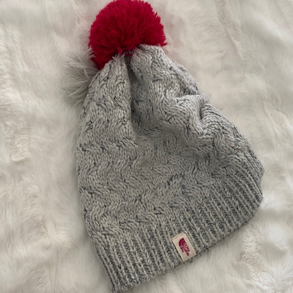 The North Face Gray Knit Beanie Tassels & Pom-Pom - Picture 5 of 6
